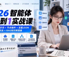 2026智能体从0到1实战课｜大模型+提示词+节点插件+变量JSON+自动化工作流+RAG知识库搭建