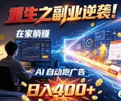 重生之副业逆袭！在家躺赚AI自动跑广告日入400+，无需人工操作【揭秘】