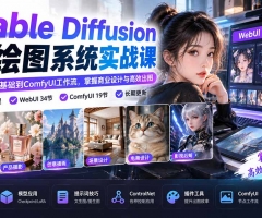 【无水印】Stable Diffusion AI绘图系统实战课：从WebUI基础到ComfyUI工作流，掌握商业设计与高效出图