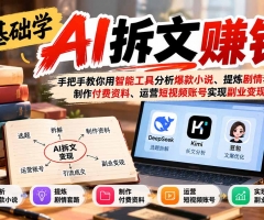 零基础学AI拆文赚钱：手把手教你用智能工具分析爆款小说、提炼剧情套路、制作付费资料、运营短视频账号实现副业变现