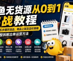 闲鱼无货源从0到1实战教程——新店起步、五步循环选品、商品上架及定价策略，完整拆解出单运营方法