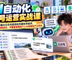 AI自动化公众号运营实战课，系统掌握AI公众号自动化内容创作技术，打造可持续优化、可重复使用的个人AI内容生产工作台