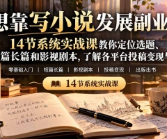 【无水印】想靠写小说发展副业？14节系统实战课教你定位选题、写短篇长篇和影视剧本，了解各平台投稿变现与出书