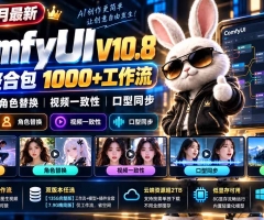 10月最新ComfyUI V10.8中文整合包 1000+工作流 动作迁移 角色替换 视频一致性 口型同步 低显存可用