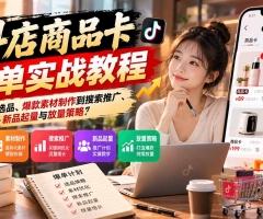 抖店商品卡爆单实战教程：从高潜力选品、爆款素材制作到搜索推广、新品起量与放量策略