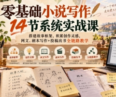 零基础小说写作14节系统实战课，搭建故事框架，积累创作灵感，网文、剧本写作+投稿出书全链路教学