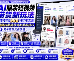 外面收费980AI快手带货系统课程，内部课程首次外放，操作简单高效，一分钟一条爆款视频
