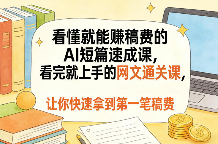 看懂就能賺稿费的AI短篇速成课，看完就上手的网文通关课，让你快速拿到第一笔稿费-1.jpg