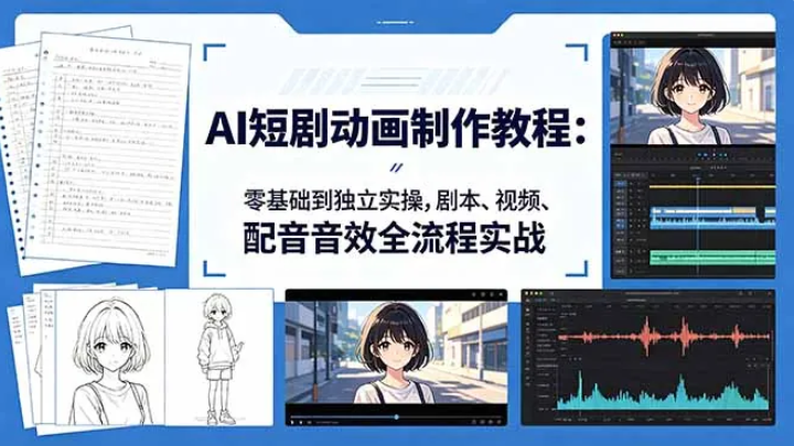 AI短剧动画制作入门：零基础到独立实操，剧本、视频、配音音效全流程实战-1.png