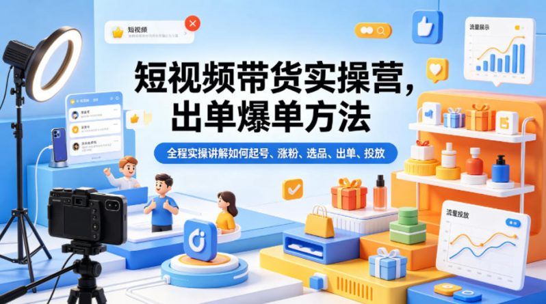 短视频带货实操营，出单爆单方法，全程实操讲解如何起号、涨粉、选品、出单、投放（更新0515）-1.jpg