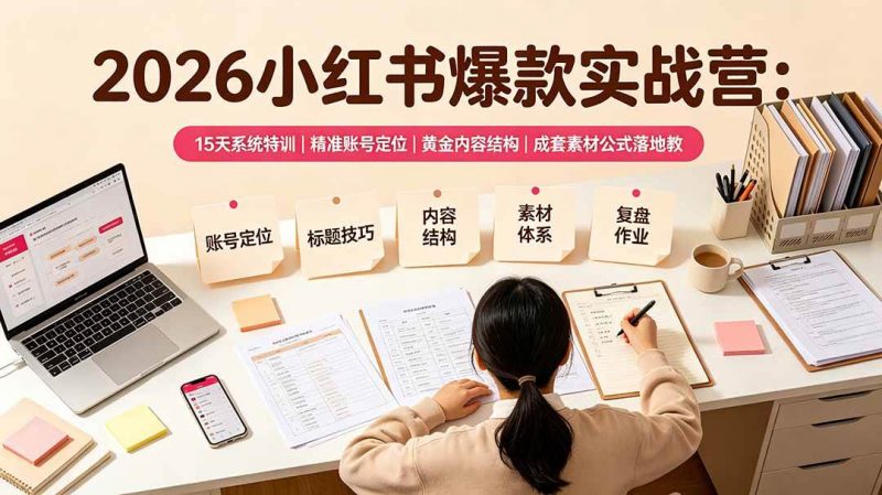 2026小红书爆款实战营：15天系统特训｜精准账号定位｜黄金内容结构｜成套素材公式落地教程-1.jpg
