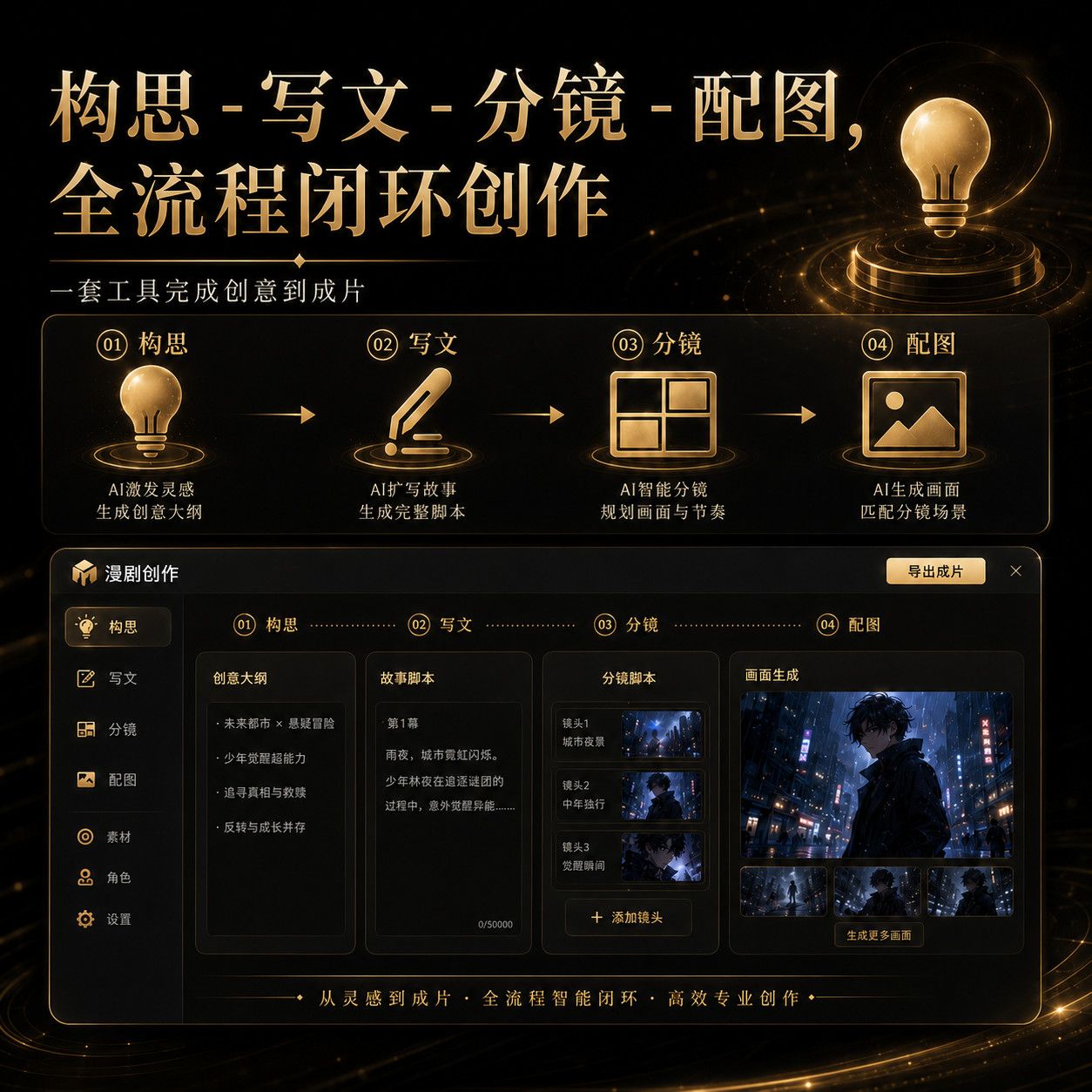 云豆AI漫剧创作工具小说写作AI生图三合一自动分镜配音副业软件-2.jpg