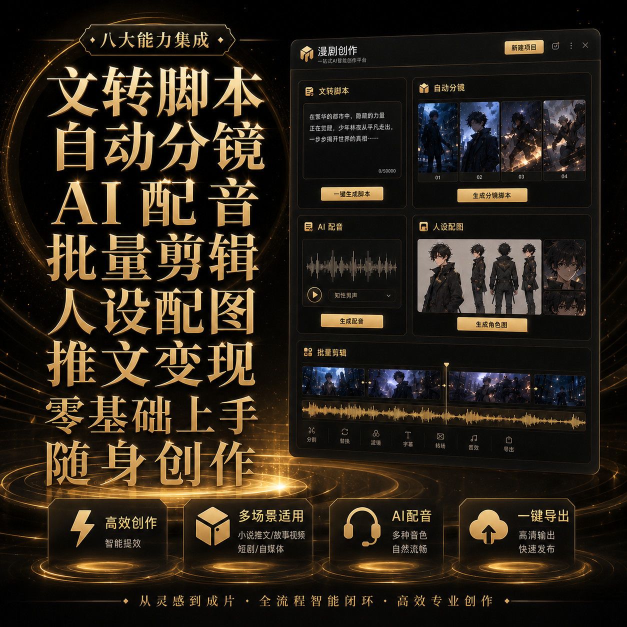 云豆AI漫剧创作工具小说写作AI生图三合一自动分镜配音副业软件-1.jpg
