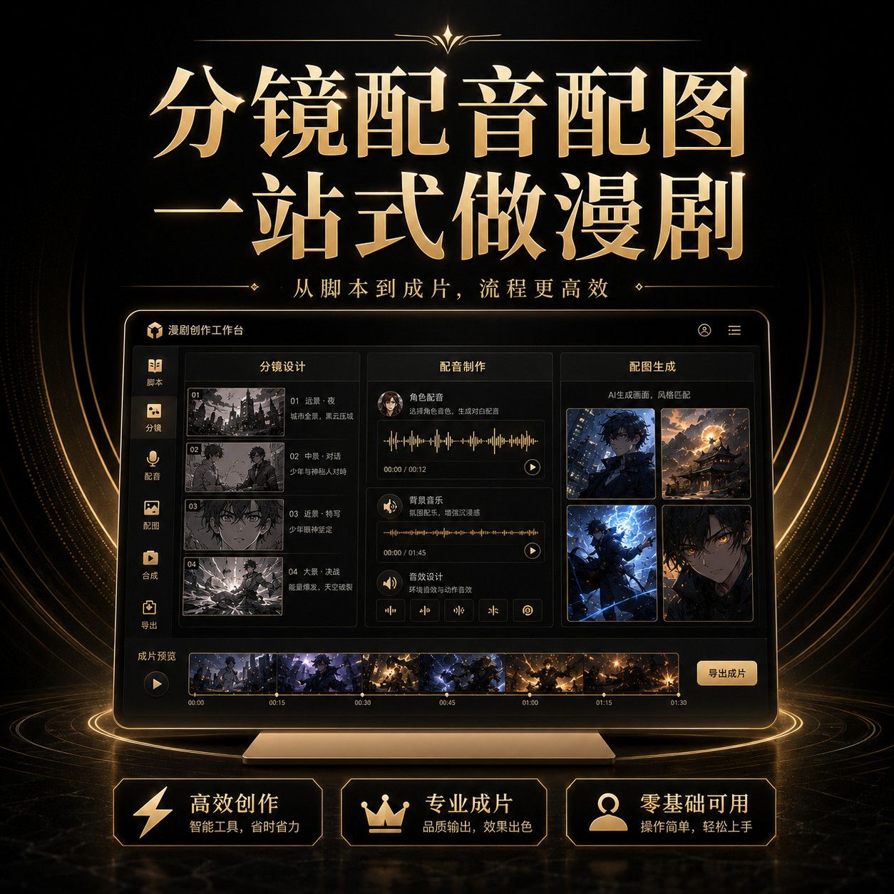 云豆AI漫剧创作工具小说写作AI生图三合一自动分镜配音副业软件-3.jpg