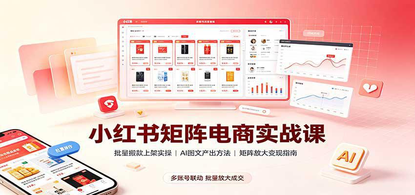 小红书矩阵电商实战课：批量搬款上架实操，AI图文产出，矩阵放大变现指南-1.jpeg