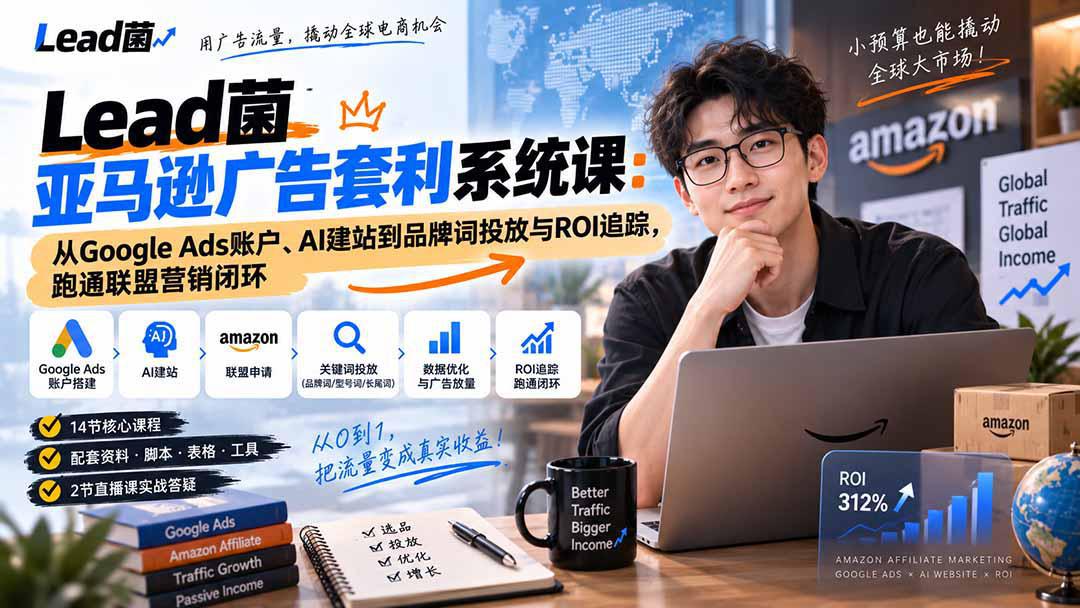 Lead菌亚马逊广告套利系统课：从Google Ads账户、AI建站到品牌词投放与ROI追踪，跑通联盟营销闭环-1.jpeg
