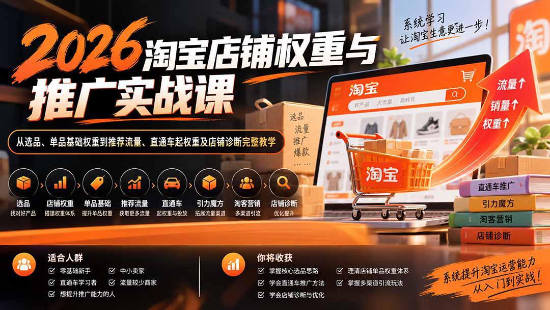 2026淘宝店铺权重与推广实战课：从选品、单品基础权重到推荐流量、直通车起权重及店铺诊断完整教学-1.jpeg