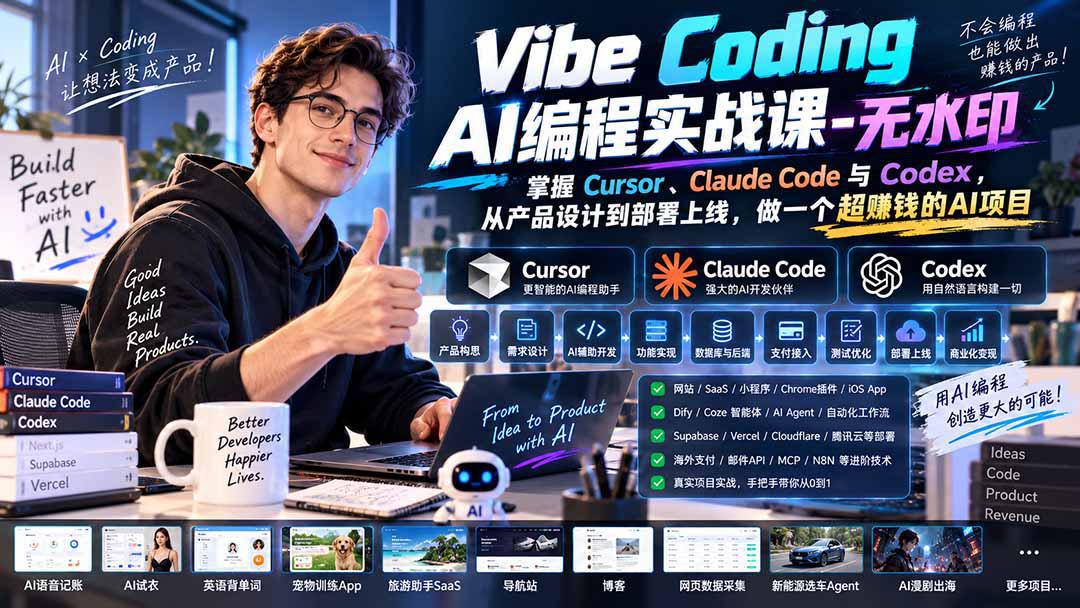 Vibe Coding AI编程实战课-无水印：掌握Cursor、Claude Code与Codex，从产品设计到部署上线，做一个超赚钱的AI项目-1.jpeg