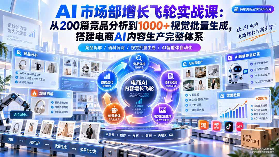 AI 市场部增长飞轮实战课：从200篇竞品分析到1000+视觉批量生成，搭建电商AI内容生产完整体系-1.jpeg