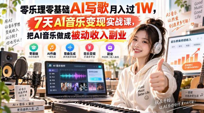 零乐理零基础AI写歌月入过1W，7天AI音乐变现实战课，把AI音乐做成被动收入副业-1.jpeg