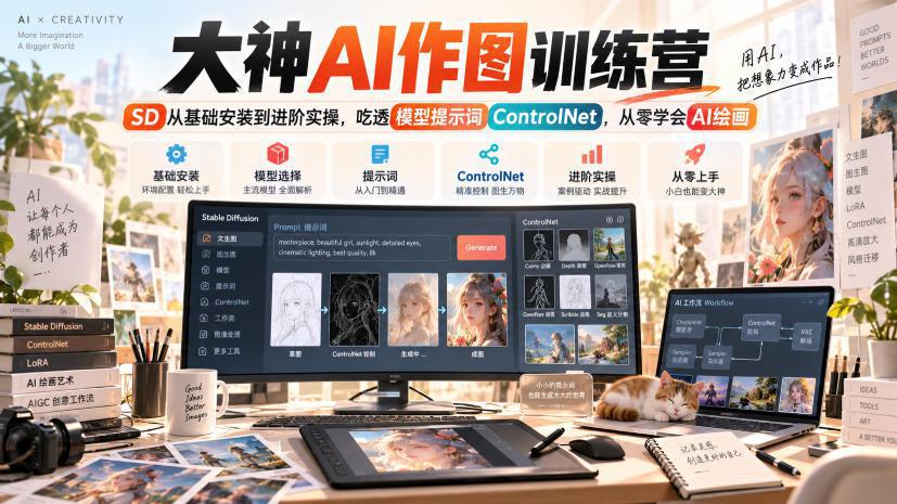 大神AI作图训练营，SD从基础安装到进阶实操，吃透模型提示词ControlNet，从零学会AI绘画-1.jpeg