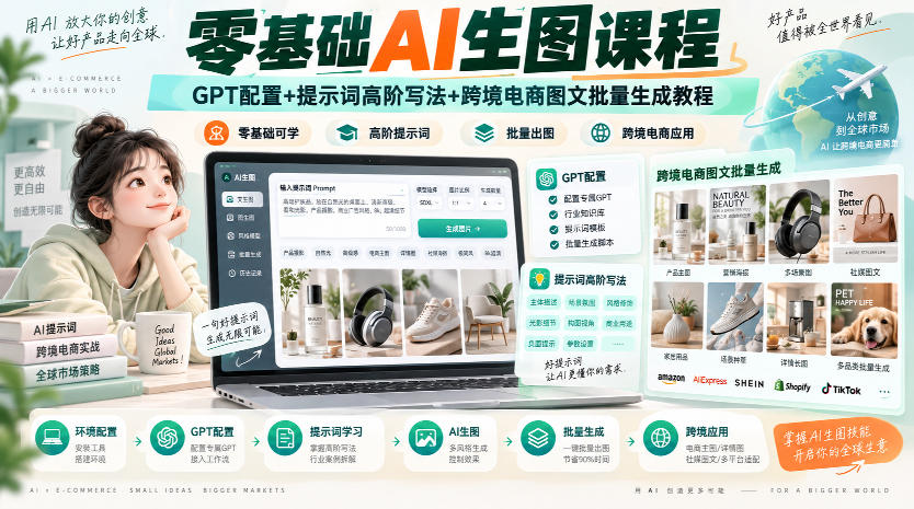 零基础AI生图课程，GPT配置+提示词高阶写法+跨境电商图文批量生成教程-1.jpeg