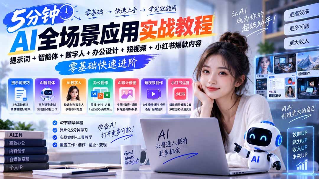 AI全场景应用实战教程｜提示词+智能体+数字人+办公设计+短视频+小红书爆款内容，零基础快速进阶-1.jpeg
