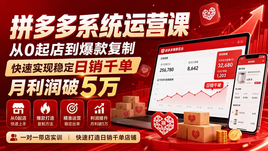 拼多多系统运营课 从O起店到爆款复制 定日销干单 快速实现稳定 月利润破 5万-1.jpeg