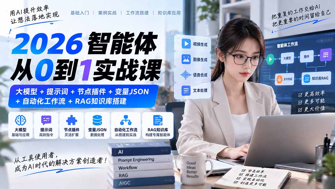 2026智能体从0到1实战课｜大模型+提示词+节点插件+变量JSON+自动化工作流+RAG知识库搭建-2.jpeg