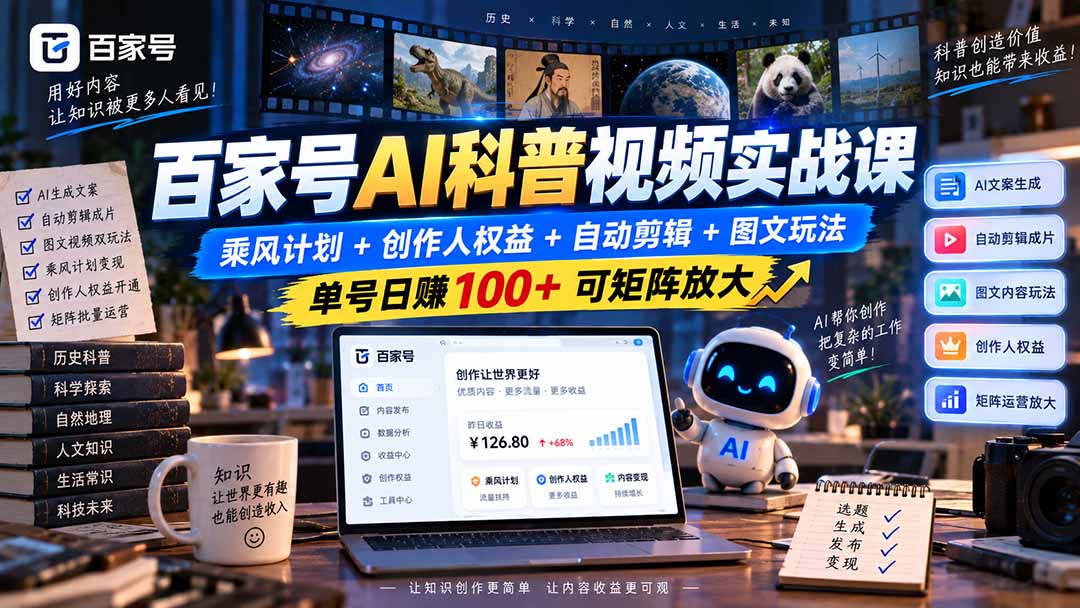 百家号AI科普视频实战课：乘风计划+创作人权益+自动剪辑+图文玩法，单号日赚100+可矩阵放大-1.jpeg