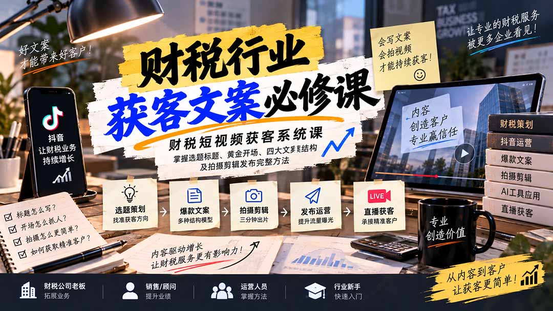 财税短视频获客系统课：掌握选题标题、黄金开场、四大文案结构及拍摄剪辑发布完整方法-1.jpeg
