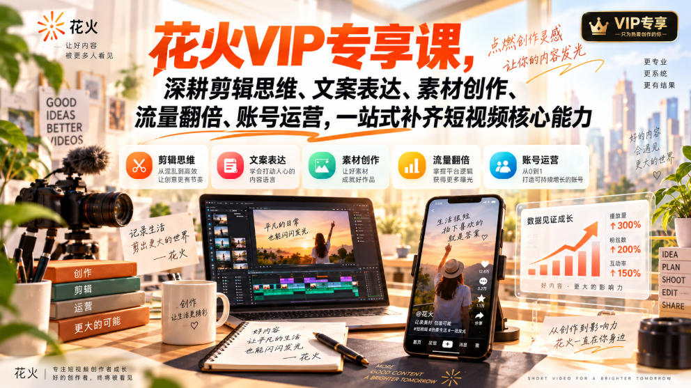 花火VIP专享课，深耕剪辑思维、文案表达、素材创作、流量翻倍、账号运营，一站式补齐短视频核心能力-1.jpeg