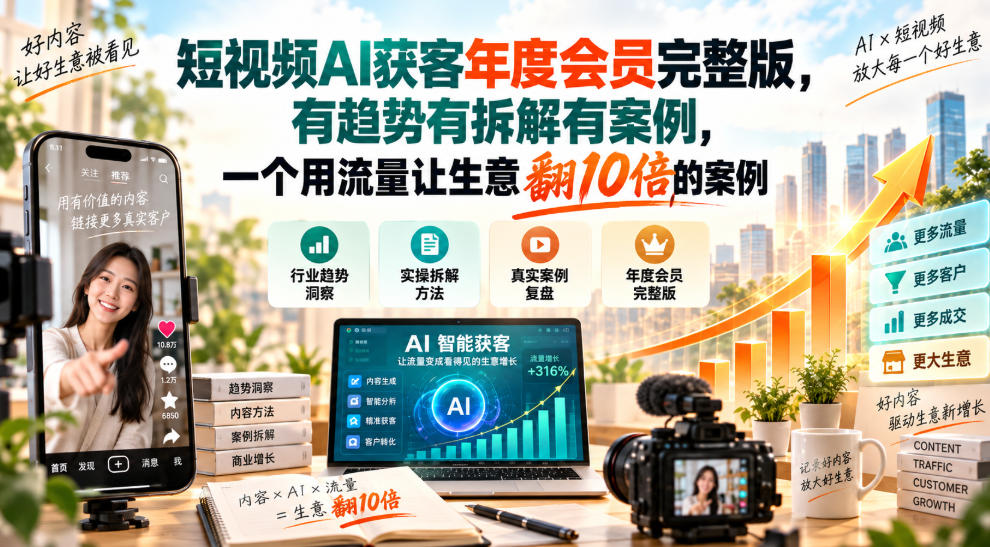 短视频AI获客年度会员完整版，有趋势有拆解有案例，一个用流量让生意翻10倍的案例-1.jpeg