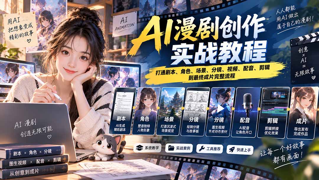 2026 AI漫剧创作实战教程：打通剧本、角色、场景、分镜、视频、配音、剪辑到最终成片完整流程-1.jpeg