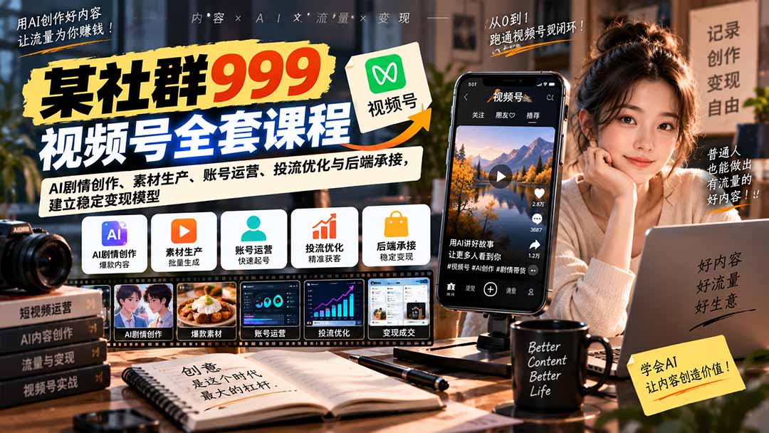 【无水印】某社群999视频号全套课程：AI剧情创作、素材生产、账号运营、投流优化与后端承接，建立稳定变现模型-1.jpeg