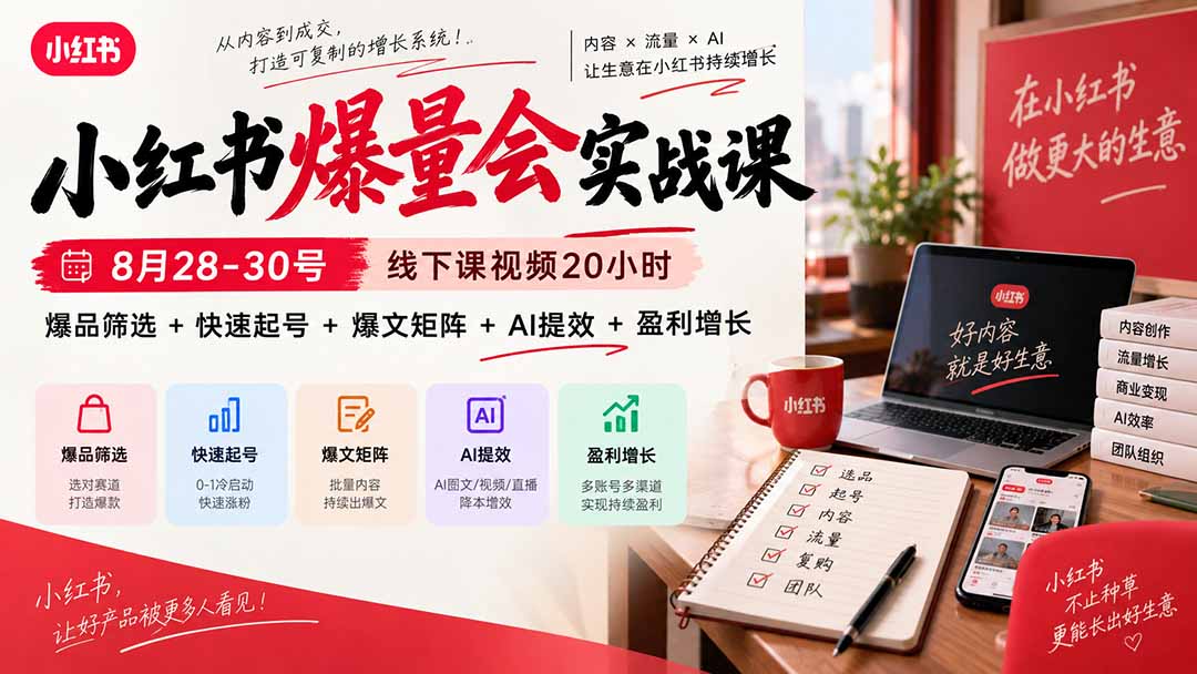 小红书爆量会实战课-更新9月23：线下课视频20小时，爆品筛选+快速起号+爆文矩阵+AI提效+盈利增长-2.jpeg