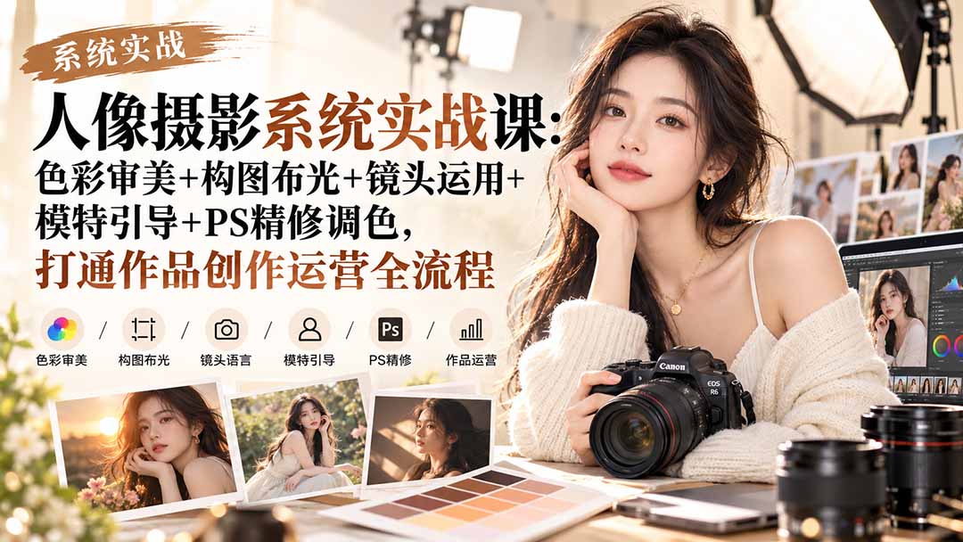 【无水印】人像摄影系统实战课：色彩审美+构图布光+镜头运用+模特引导+PS精修调色，打通作品创作运营全流程-1.jpeg