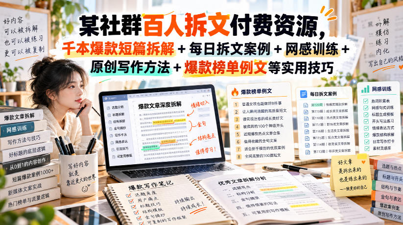 某社群百人拆文付费资源，千本爆款短篇拆解+每日拆文案例+网感训练+原创写作方法+爆款榜单例文等实用技巧(持续更新)-1.jpeg