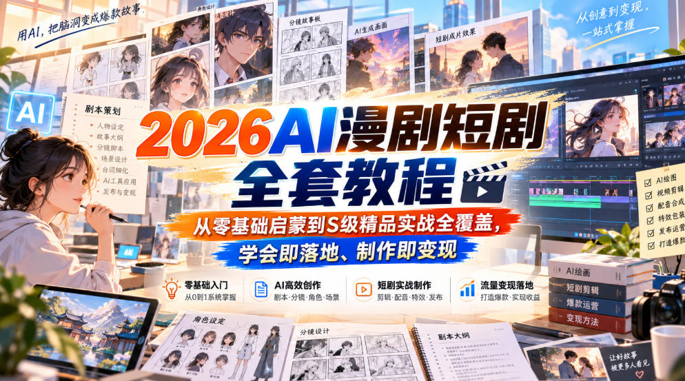 2026AI漫剧短剧全套教程，从零基础启蒙到S级精品实战全覆盖，学会即落地、制作即变现-1.jpeg
