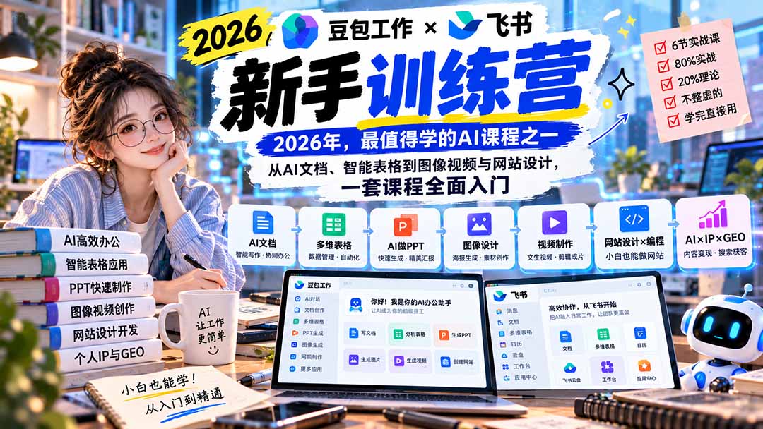 2026豆包工作+飞书新手训练营-9月新课：从AI文档、智能表格到图像视频与网站设计，一套课程全面入门-1.jpeg