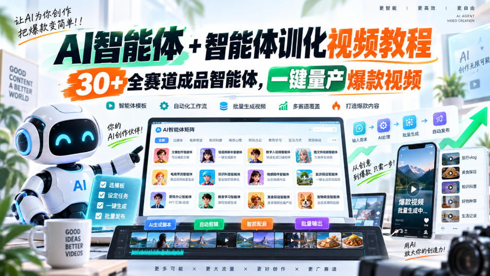 【无水印】AI智能体+智能体训化视频教程，30+全赛道成品智能体，一键量产爆款视频【更新】-1.jpeg