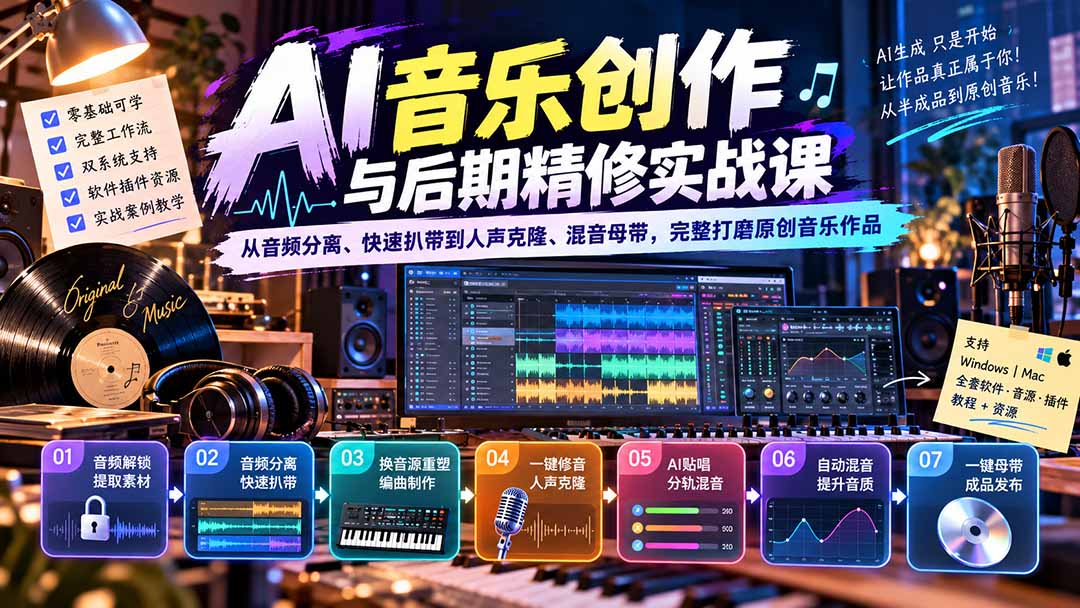 AI音乐创作与后期精修实战课：从音频分离、快速扒带到人声克隆、混音母带，完整打磨原创音乐作品-1.jpeg
