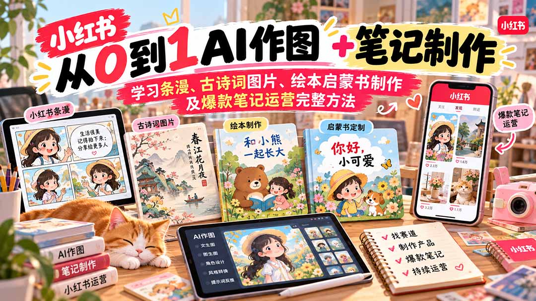 2026小红书AI内容创作从0到1：学习条漫、古诗词图片、绘本启蒙书制作及爆款笔记运营完整方法-1.jpeg