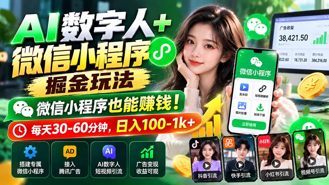 AI数字人+微信小程序掘金玩法：微信小程序也能赚钱！每天30-60分钟，日入100-1k+-1.jpeg