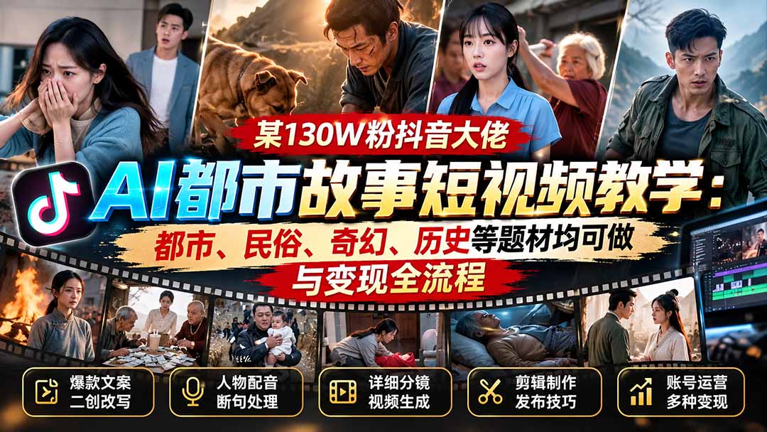 某130W粉抖音大佬AI都市故事短视频教学：都市、民俗、奇幻、历史等题材均可做与变现全流程-1.jpeg