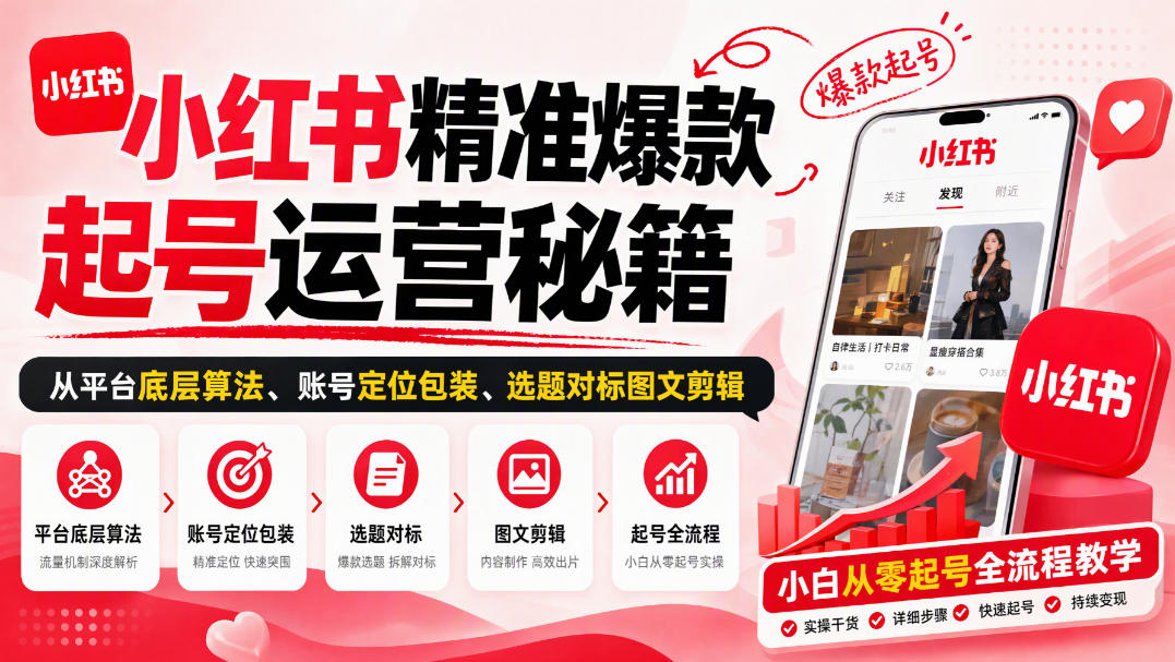 小红书精准爆款起号运营秘籍，从平台底层算法、账号定位包装、选题对标图文剪辑，小白从零起号全流程-1.jpeg