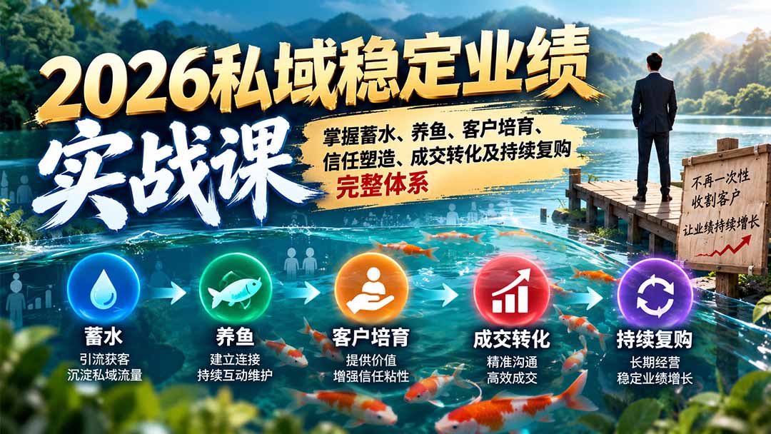 2026私域稳定业绩实战课：掌握蓄水、养鱼、客户培育、信任塑造、成交转化及持续复购完整体系-2.jpeg