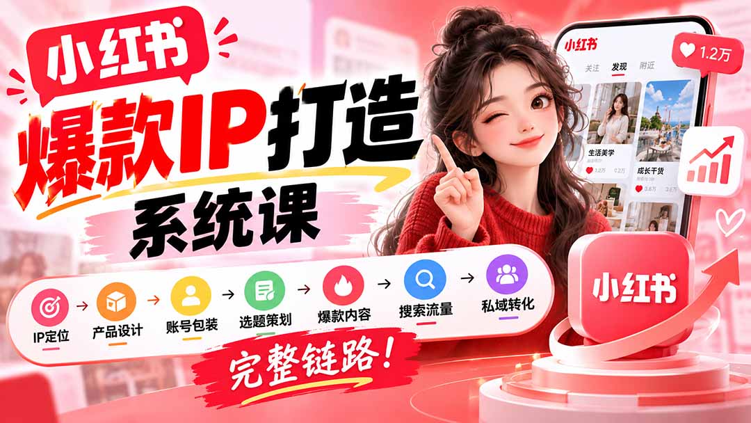 【无水印】小红书爆款IP打造课：IP定位→产品设计→账号包装→选题策划→爆款内容→搜索流量→私域转化，完整链路-1.jpeg