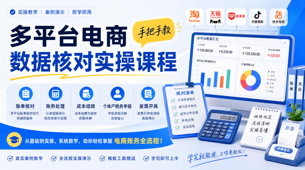 多平台电商数据核对实操课程，手把手教账单核对、账务处理、成本结转、个体户税务申报与发票开具-1.jpeg
