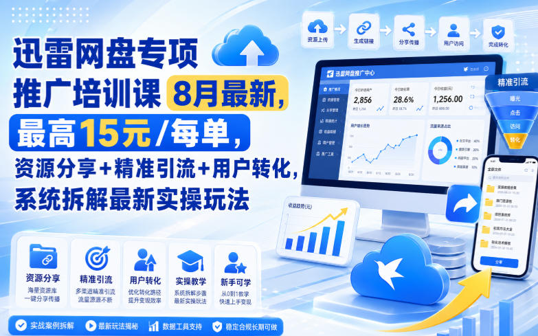 迅雷网盘专项推广培训课9月最新，最高15米/每单，资源分享+精准引流+用户转化，系统拆解最新实操玩法(更新0930)-1.jpeg